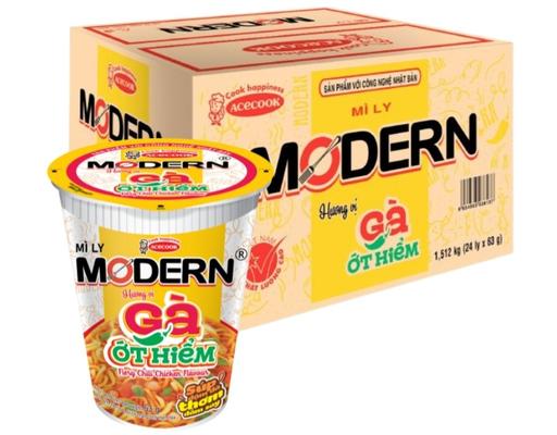 Thùng 24 Mì Ly Hương Vị Gà Ớt Hiểm 63g Modern