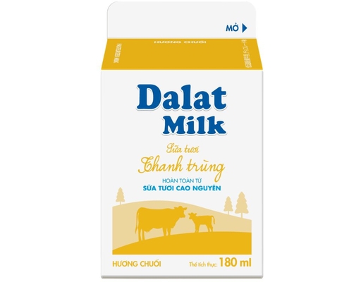 Sữa Tươi Thanh Trùng Hương Chuối 180ml Dalatmilk