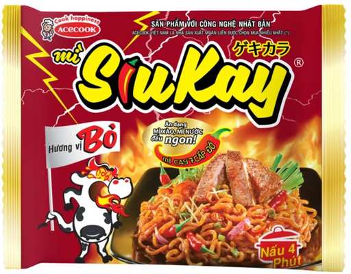 Mì Siukay Acecook Hương Vị Bò Cay Gói 127g ACECOOK