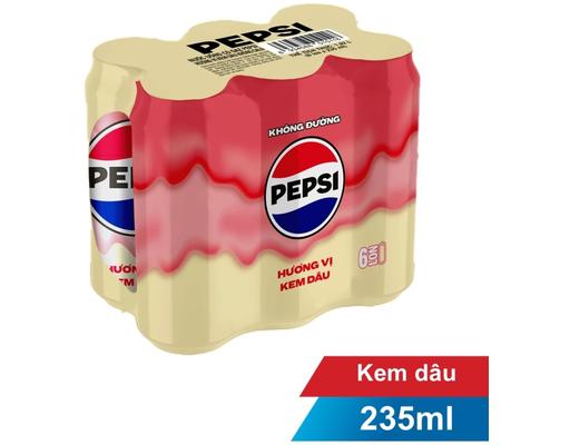 Lốc 6 Nước Giải Khát Kem Dâu Không Calo 235ml Pepsi