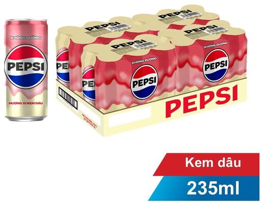 Thùng 24 Nước Giải Khát Kem Dâu Không Calo 235ml Pepsi