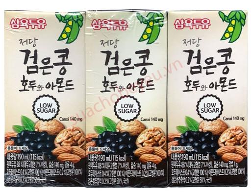 Lốc 3 Hộp Sữa Đậu Đen Óc Chó Hạnh Nhân Ít Đường 190ml Sahmyook