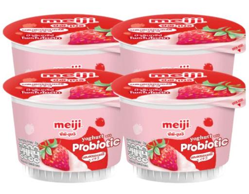 Lốc 4 Hộp Sữa Chua Ăn Vị Dâu Tây 4 x 90g Meiji