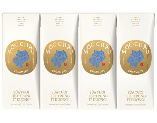 Lốc 4 Hộp Sữa Tươi Tiệt Trùng Mộc Châu Creamery Ít Đường 180ml Vinamilk
