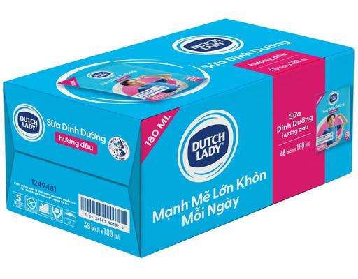 Thùng 48 Hộp Sữa Tươi Vị Dâu Dutch Lady Cô Gái Hà Lan 180ml Dutch Lady