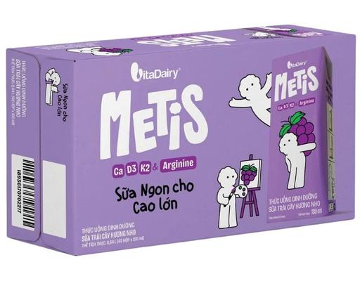 Thùng 48 Thức Uống Dinh Dưỡng Sữa Trái Cây Hương Nho 180ml Metis