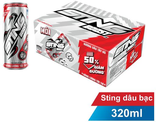 Thùng 24 Nước Tăng Lực Dâu Tây Đỏ Ít Đường 320ml Sting