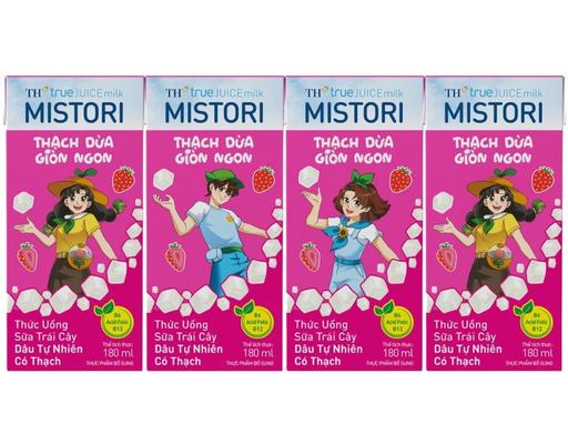Sữa Trái Cây Thạch Mistori Hương Dâu 180mlx4 TH