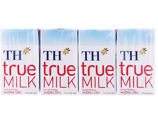 Lốc 4 Hộp Sữa Tươi Tiệt Trùng Hương Dâu Th True Milk 110ml TH True Milk