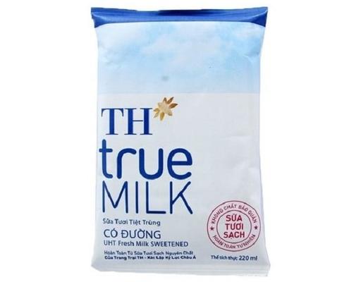 Sữa Tươi Tiệt Trùng Th True Milk Có Đường Bịch 220ml TH True Milk