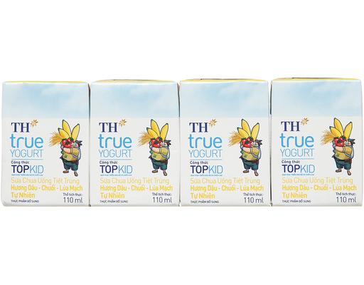 Lốc 4 Hộp Sữa Chua Hương Dâu Chuối Và Lúa Mạch 110ml TH True Yogurt