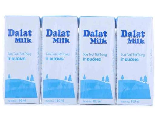 Lốc 4 Hộp Sữa Tươi Tiệt Trùng Ít Đường Dalatmilk 180ml Dalatmilk
