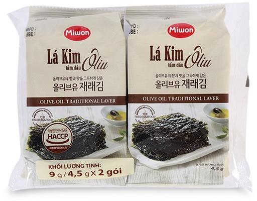 Lốc 2 Gói Lá Kim Tẩm Dầu Oliu 4.5g Miwon