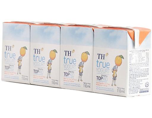 Sữa Chua Uống Tiệt Trùng Topkid Hương Cam 4 x 110ml TH True Yogurt
