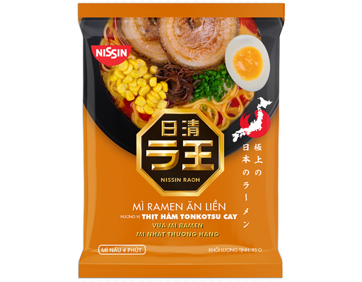 Mì Ramen Thịt Hầm Tonkotsu Cay Nissin Raoh Gói 95G Nissin