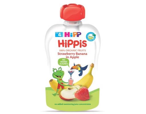 Dinh Dưỡng Cho Bé Trái Cây Nghiền Organic Dâu Chuối Táo 100g Hipp