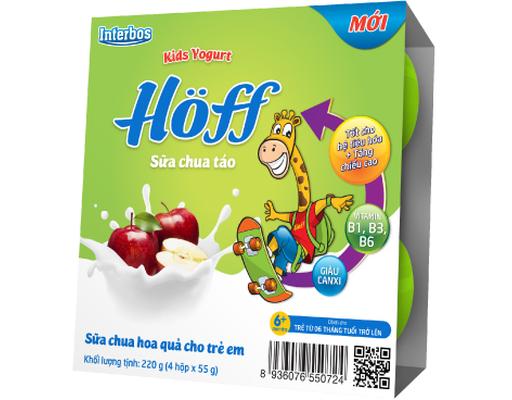 Lốc 4 Sữa Chua Hoa Quả Vị Táo - 4 x 55g Hoff