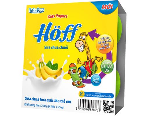 Lốc 4 Sữa Chua Hoa Quả Vị Chuối - 4 x 55g Hoff