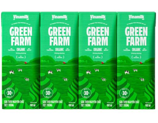 Lốc 4 Hộp Sữa Tiệt Trùng Green Farm Organic Vinamilk 180ml Vinamilk
