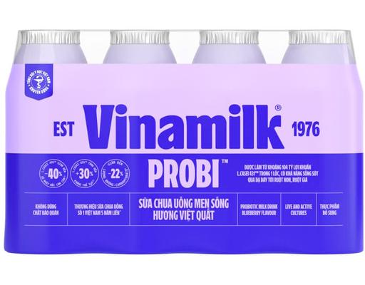Lốc 4 Hộp Sữa Chua Uống Men Sống Probi Hương Việt Quất 130ml Vinamilk
