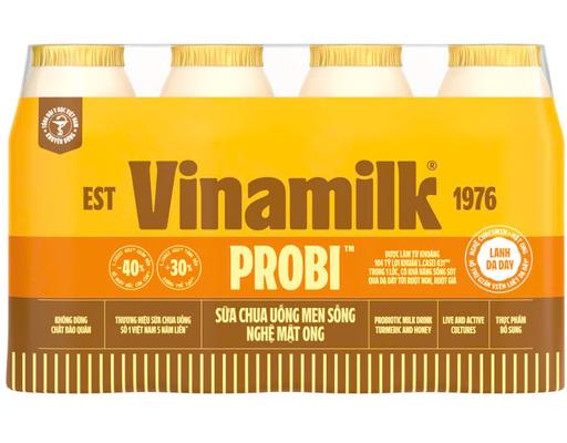 Lốc 4 Chai Sữa Chua Uống Men Sống Probi Gold Mật Ong & Curcumin Từ Nghệ 130ml Vinamilk