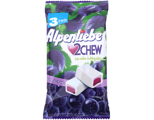 Kẹo Mềm Alpenliebe 2Chew Hương Nho - 3 Thỏi X24.5g Alpenliebe