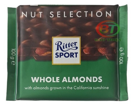 Socola Sữa Hạnh Nhân Không Nhân Thanh 100g Ritter Sport