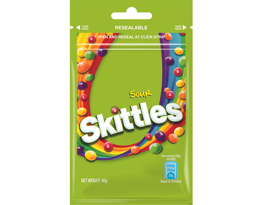 Kẹo Trái Cây Vị Chua Túi Zip 40g Skittles