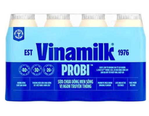 Lốc 4 Hộp Sữa Chua Uống Men Sống Probi Có Đường 130ml Vinamilk