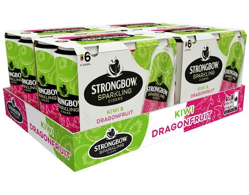 Thùng 24 Lon Nước Táo Lên Men Vị Kiwi Thanh Long 320ml Strongbow