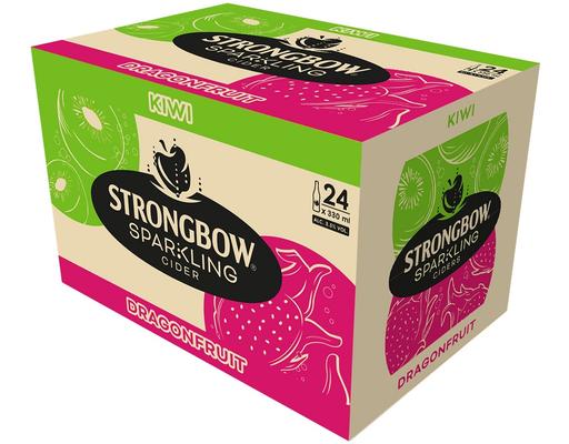 Thùng 24 Chai Nước Táo Lên Men Vị Kiwi Thanh Long 330ml Strongbow