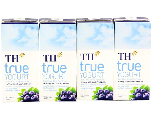 Lốc 4 Hộp Sữa Chua Uống Tiệt Trùng Hương Việt Quất - 4 x 180ml TH True Yogurt