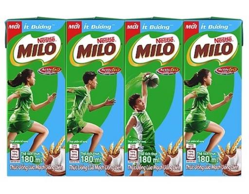 Lốc 4 Hộp Thức Uống Dinh Dưỡng Ít Đường 180ml Milo