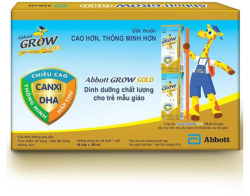 Thùng 48 Hộp Sữa Dinh Dưỡng Pha Sẵn Abbott Grow Gold Hương Vani 180ml Abbott