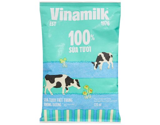 Sữa Tươi Tiệt Trùng Vinamilk 100% Không Đường Bịch 220ml Vinamilk