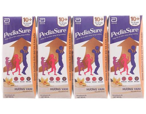 Lốc 4 Hộp Sữa Pha Sẵn Abbott Pediasure 10+ Hương Vani 180ml Abbott