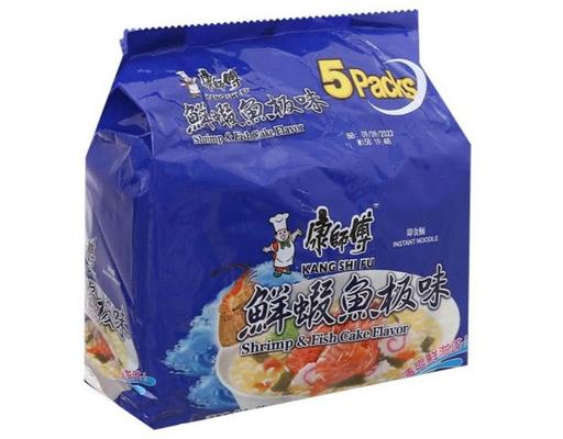 Lốc 5 Mì Ăn Liền Vị Tôm Chả Cá 490g Kang Shi Fu