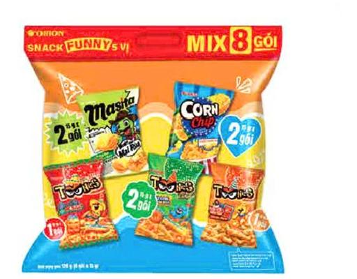 Combo 8 Gói Snack Funny Mix 5 Vị 75g Orion