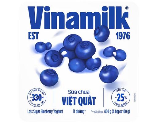 Lốc 4 Hộp Sữa Chua Ăn Việt Quất Ít Đường 100g Vinamilk