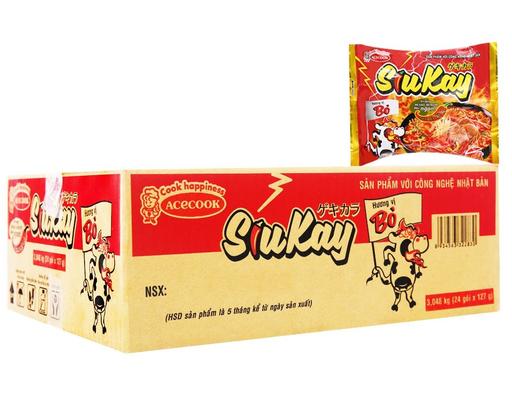 Thùng 24 Gói Mì Siukay Vị Bò Gói 127g ACECOOK