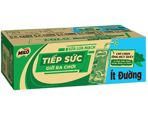 Thùng 48 Hộp Sữa Lúa Mạch Nestlé Milo Ít Đường 180ml Milo