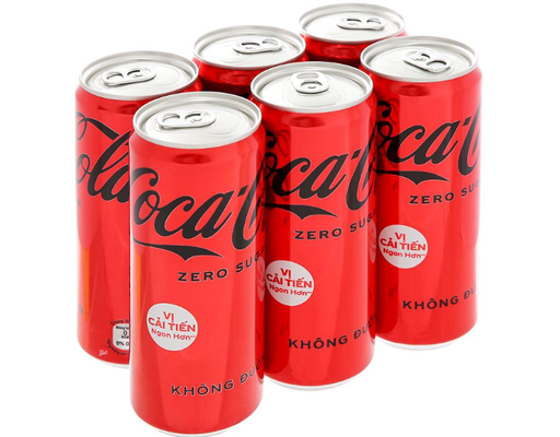 Lốc 6 Lon Nước Giải Khát Zero Sugar 320ml Coca Cola