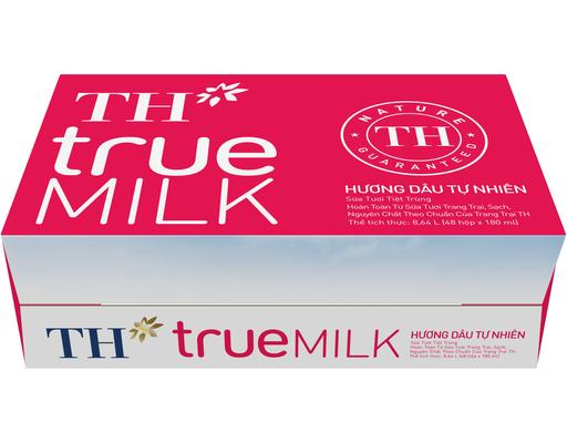 Thùng 48 Hộp Sữa Tươi Tiệt Trùng Th True Milk Hương Dâu 180ml TH True Milk