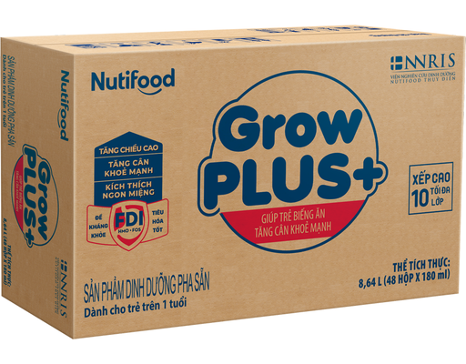 Thùng 48 Hộp Sữa Dinh Dưỡng Pha Sẵn Nutifood Growplus+ 180ml Growplus