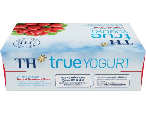 Thùng 48 Hộp Sữa Chua Uống Tiệt Trùng Th True Yogurt Hương Dâu 180ml TH True Milk