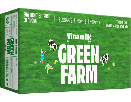 Thùng 48 Hộp Sữa Tươi Tiệt Trùng Vinamilk Green Farm Có Đường 180ml Vinamilk