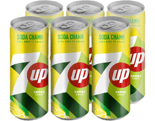 Lốc 6 Lon Nước Uống Có Ga Soda Chanh 320ml 7UP