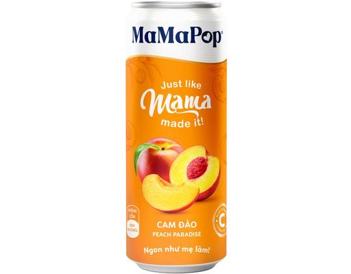 Nước Trái Cây Sparkling Vị Cam Đào 330ml MaMaPop