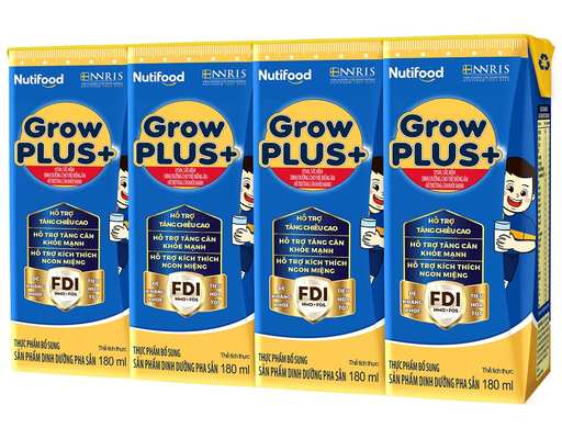 Lốc 4 Sữa Dinh Dưỡng Pha Sẵn Nutifood Grow Plus+ Xanh 180ml Growplus+