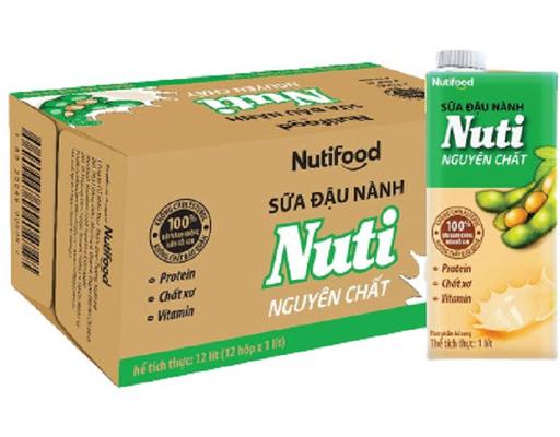 Thùng 12 Chai Sữa Đậu Nành Nguyên Chất 1L NutiFood